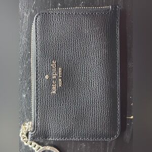 Kate Spade Black Textured Wristlet with silver Chain